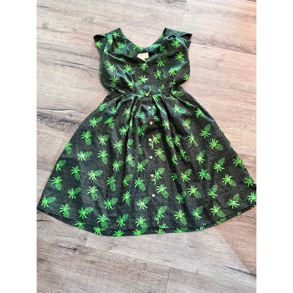 Anthropologie Karen Walker Tropical Orchard‎ Green Pineapple Dress Size 4